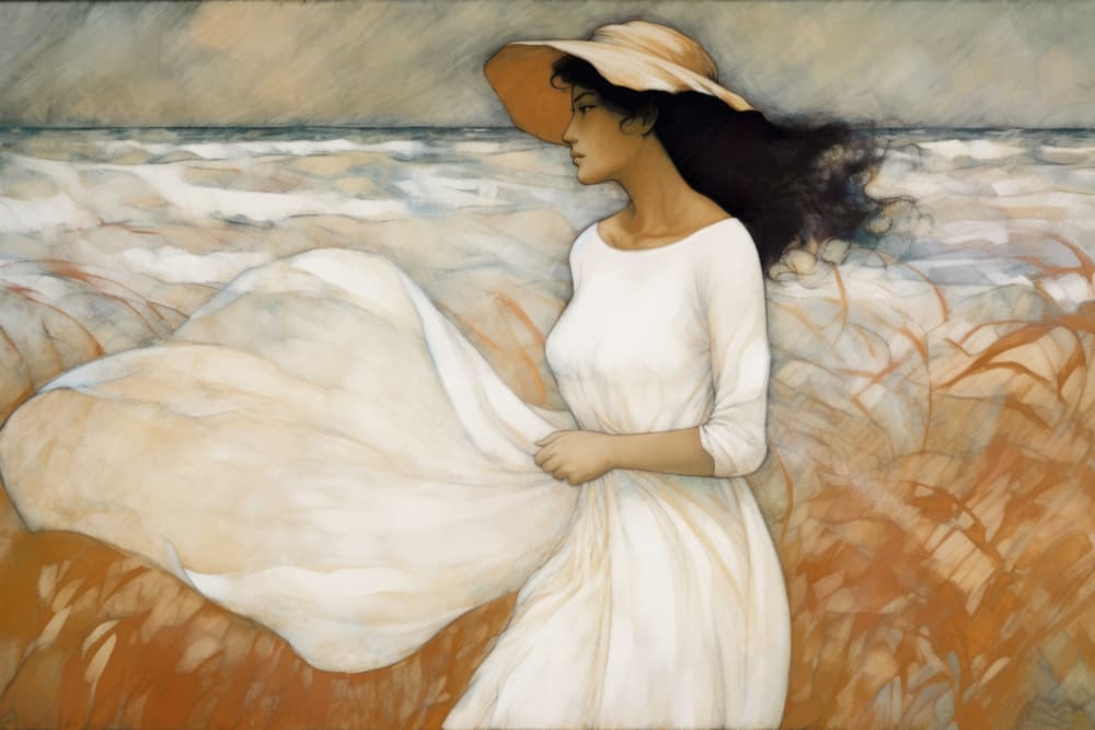 Breezy Shore Stroll by Treechild — canvas wall art