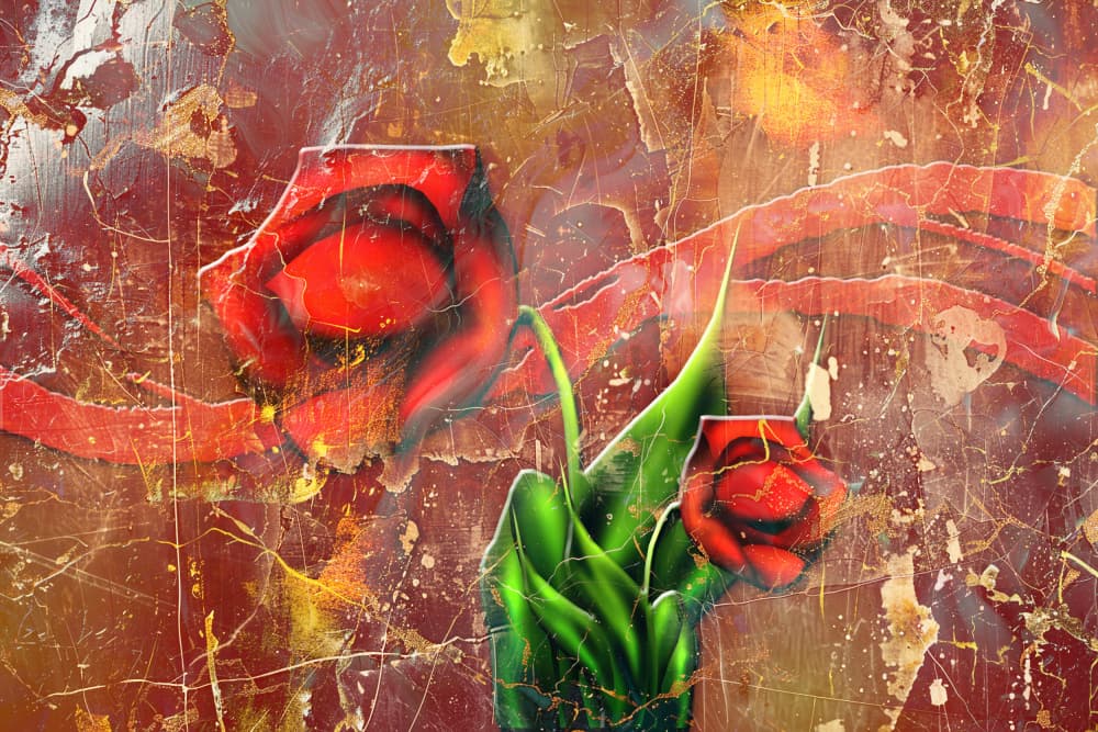 Textured Red Roses by Rafal Kulik — canvas wall art