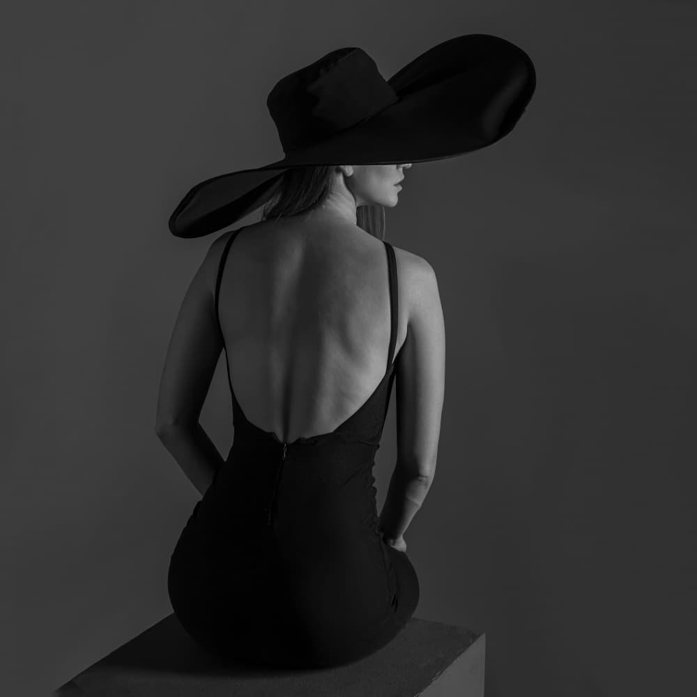 Elegant Woman Black Hat by Boris Lichtman — canvas wall art