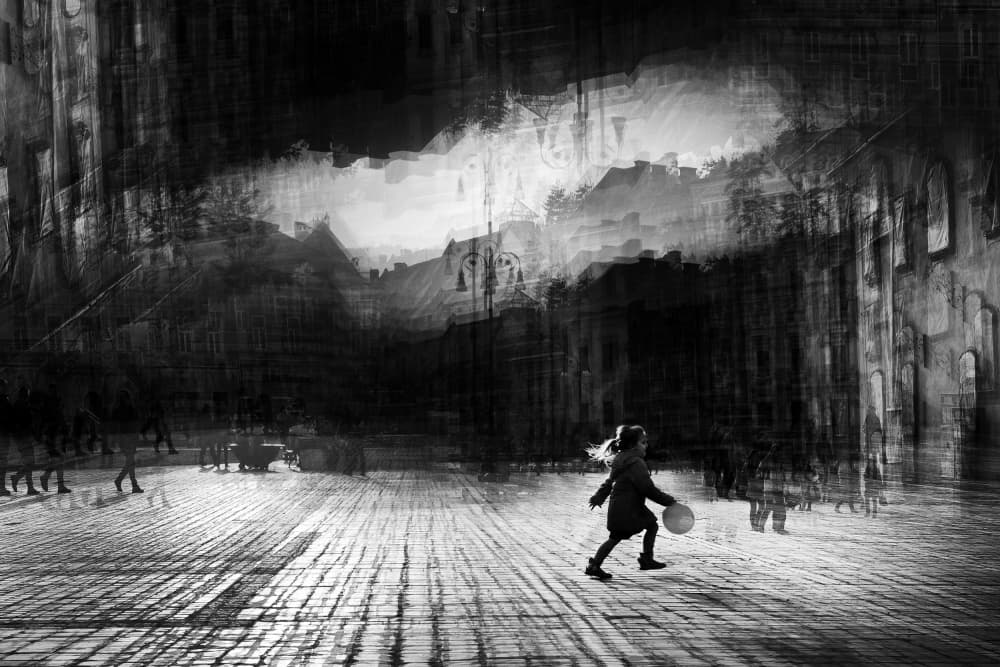 Solitary Street Play by Elena Raceala — canvas wall art