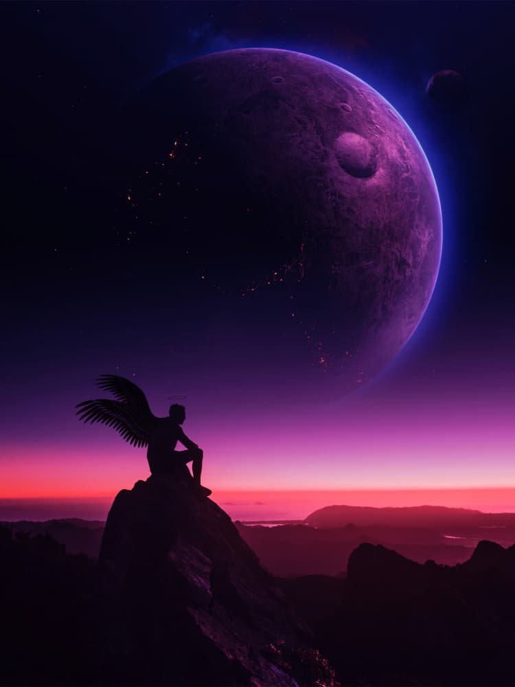Angel on Cosmic Peak by Ritvik takkar — canvas wall art