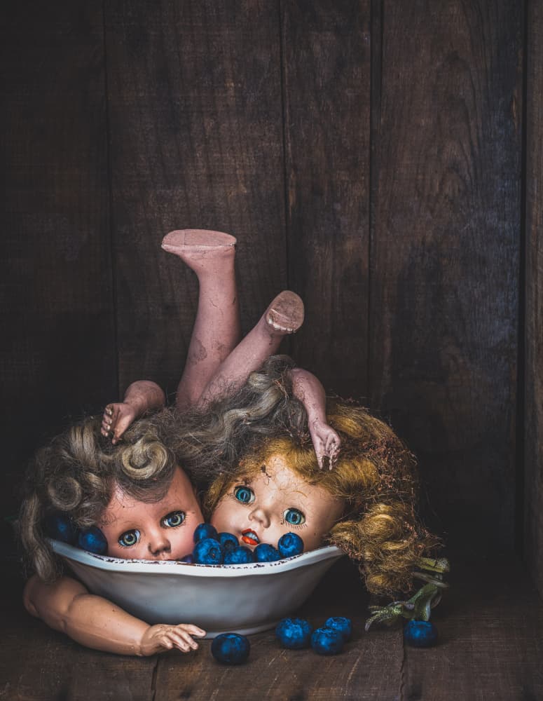Creepy Dolls Blueberries by alan shapiro — canvas wall art