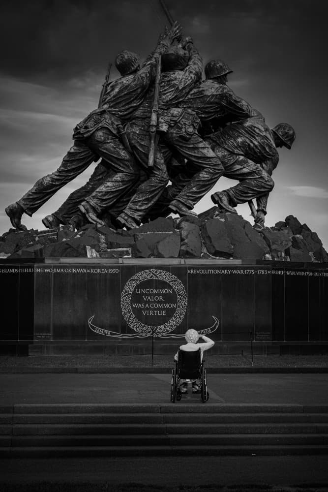 Contemplating Iwo Jima Memorial by Steven Zhou — canvas wall art