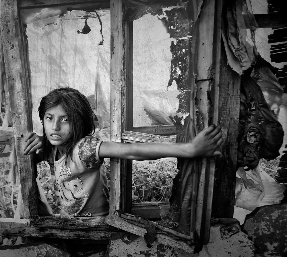 Girl in Broken Window by Emine Basa — canvas wall art