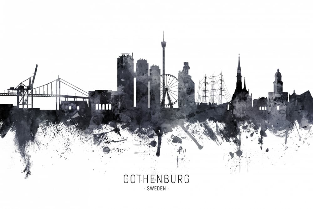 Gothenburg City Skyline by Michael Tompsett — canvas wall art
