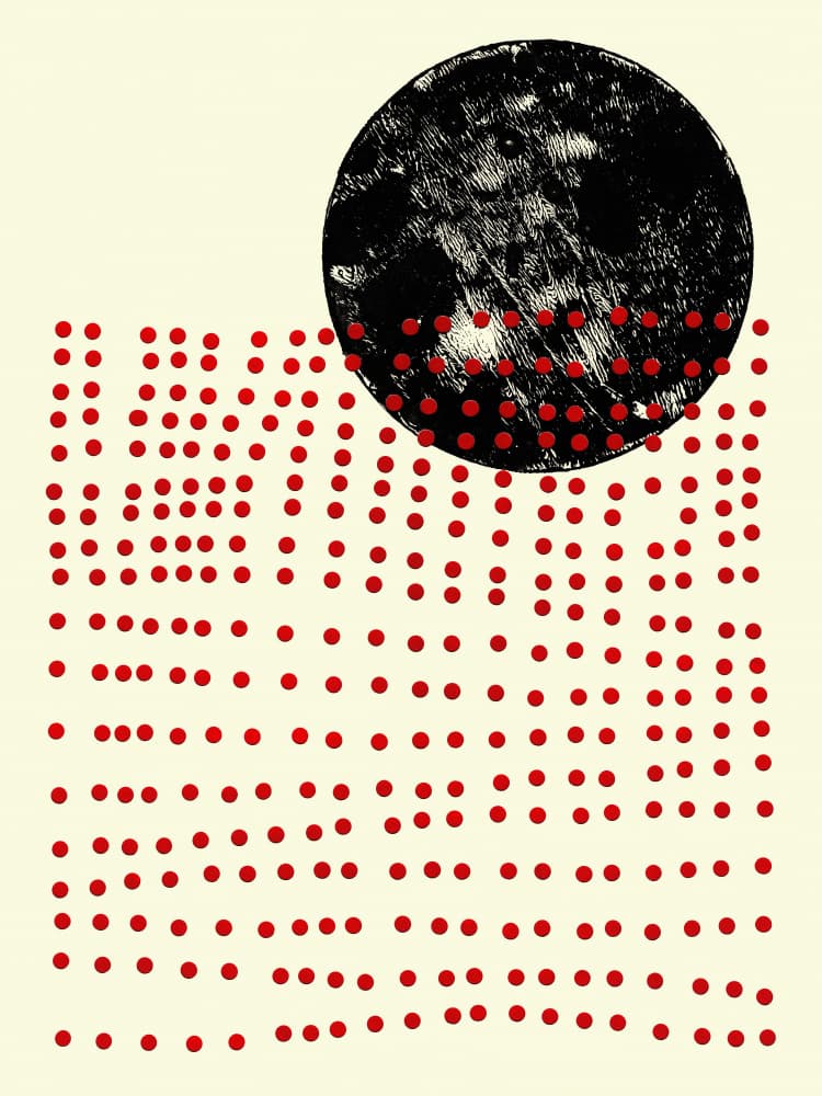 Dark Sphere Red Grid by Petr Strnad — canvas wall art