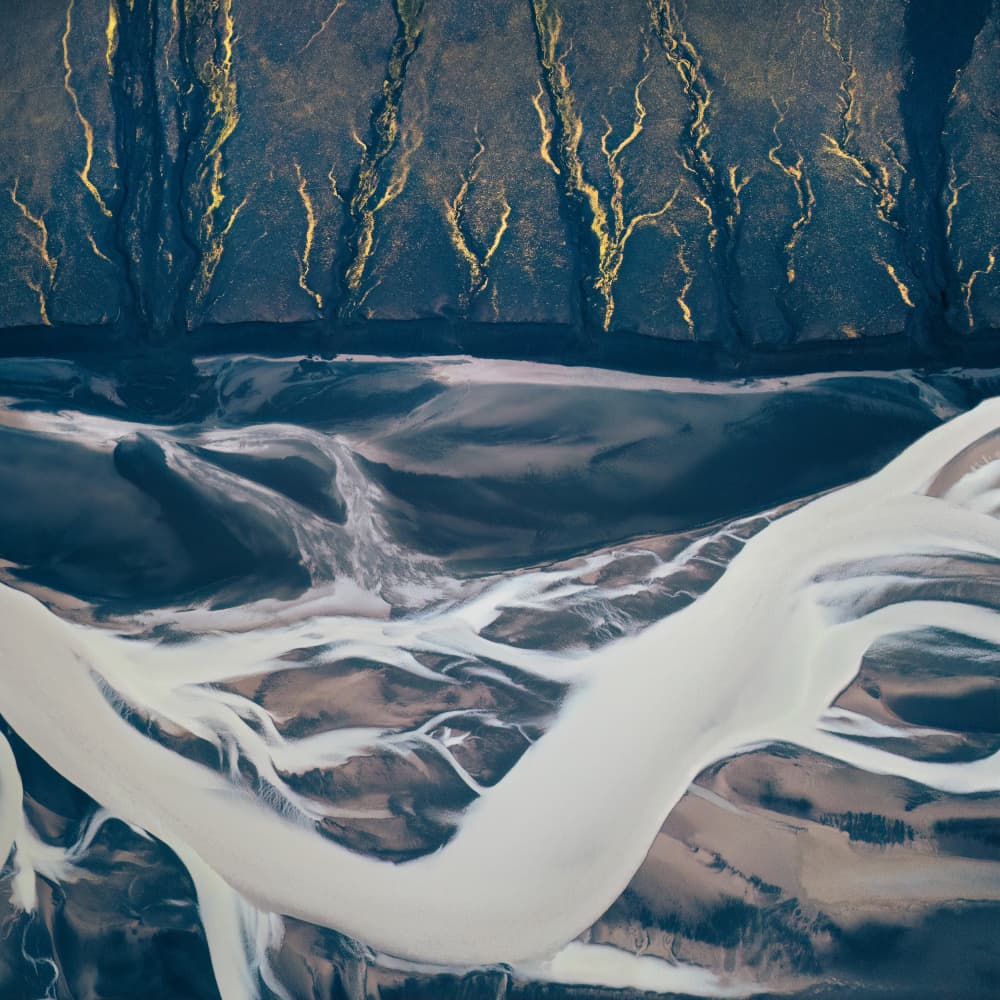Golden River Delta by Aidong Ning — canvas wall art