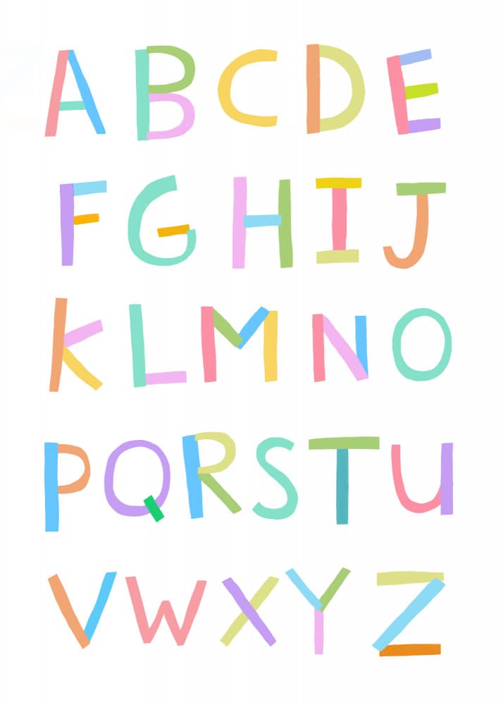 Playful Pastel Alphabet by Carla Daly — canvas wall art
