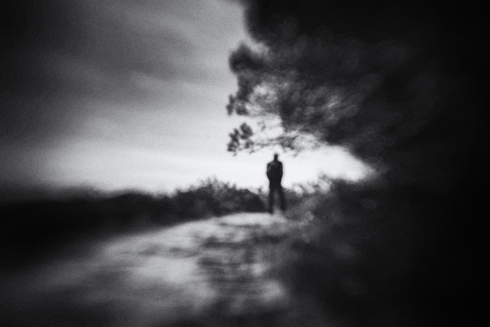 Lone Figure Dark Path by Ina Tänzer — canvas wall art