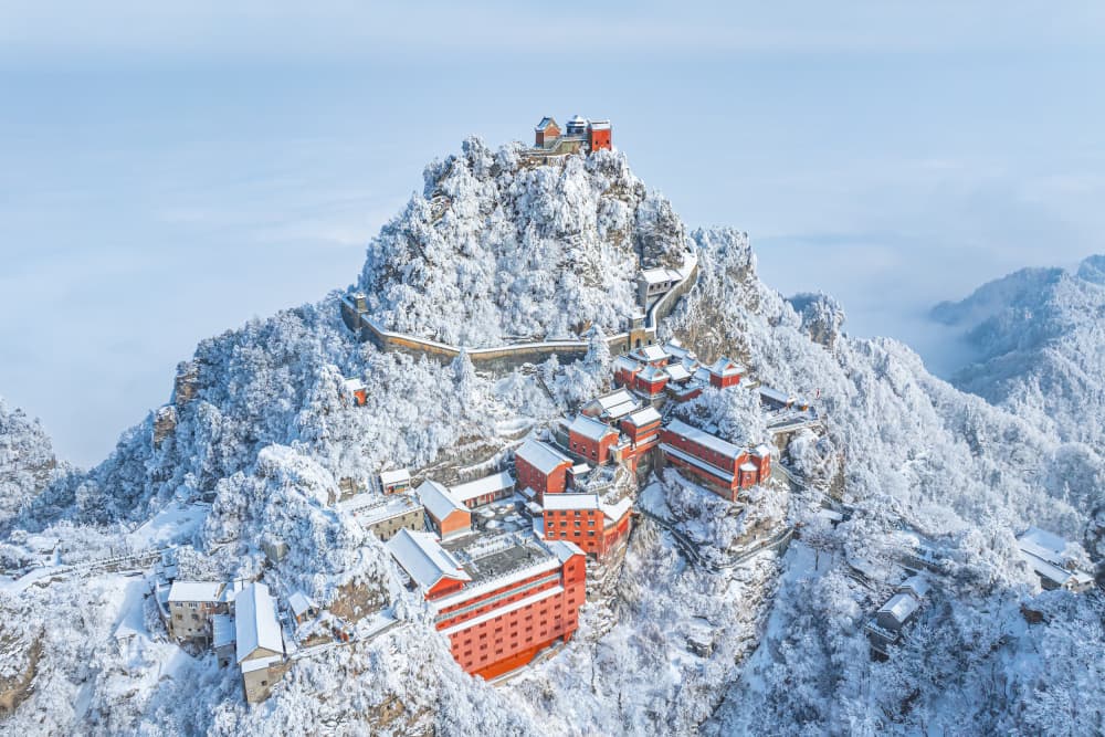 Snowy Mountain Temple by Simoon — canvas wall art