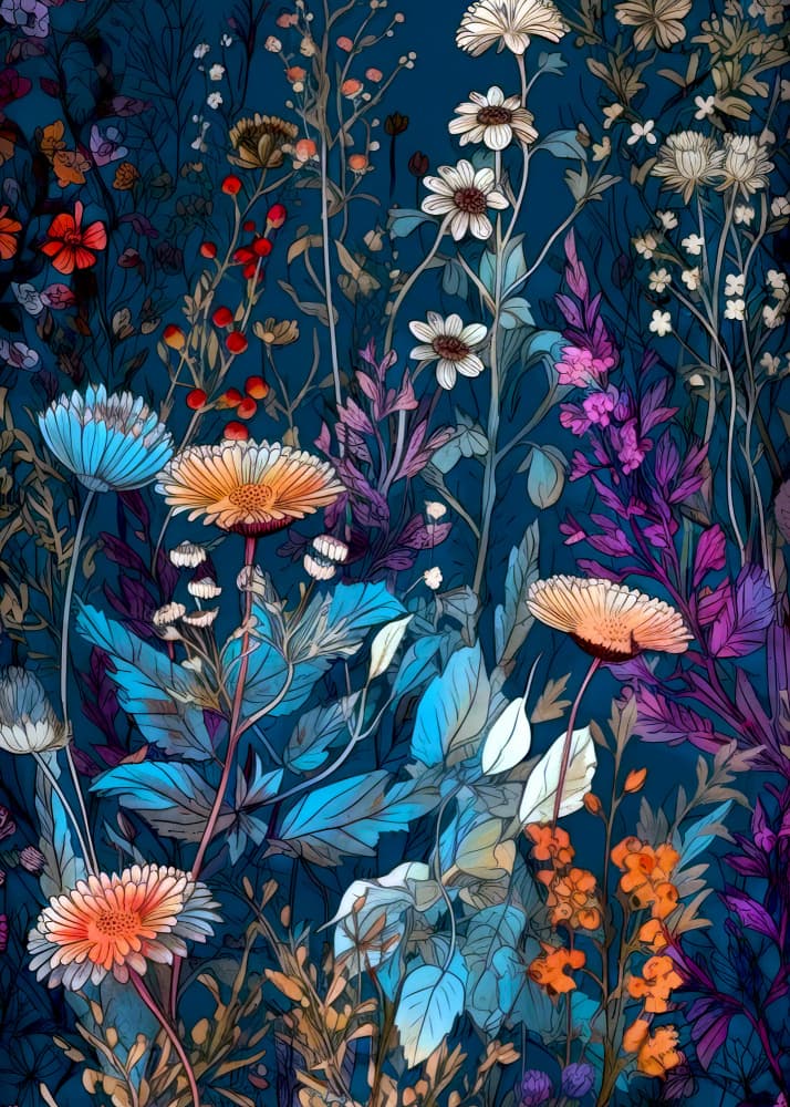 Colorful Midnight Garden by Justyna Jaszke — canvas wall art