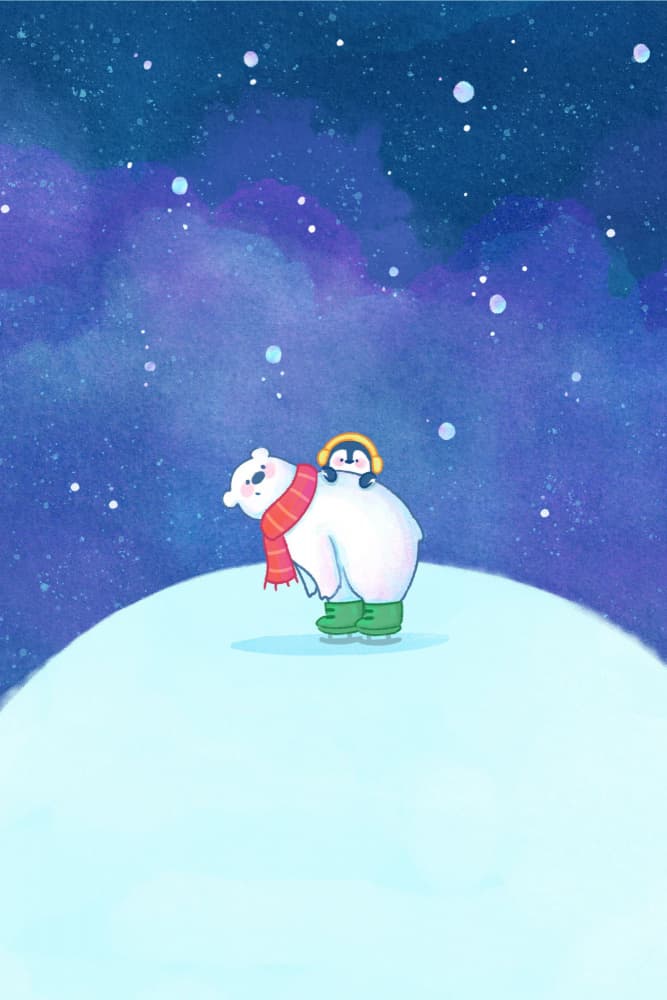 Polar Bear Penguin Friends by Xuan Thai — canvas wall art