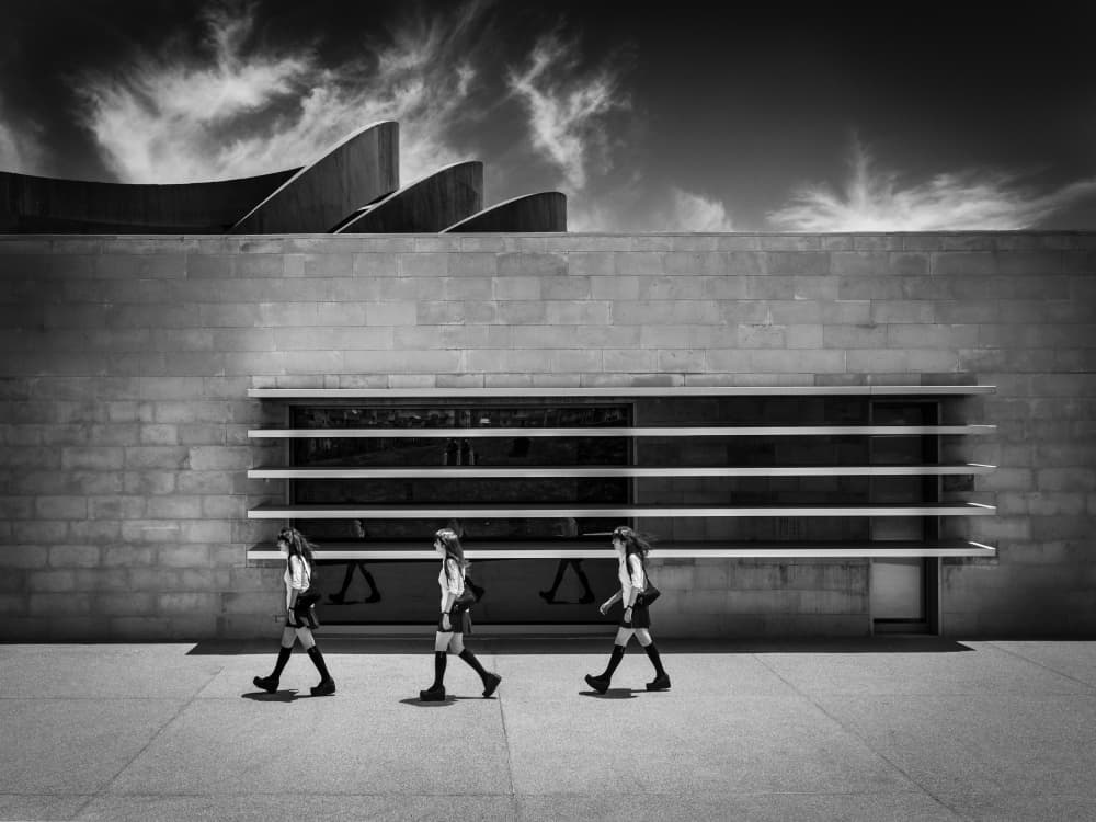 Three Girls Urban Walk by Tomer Eliash — canvas wall art