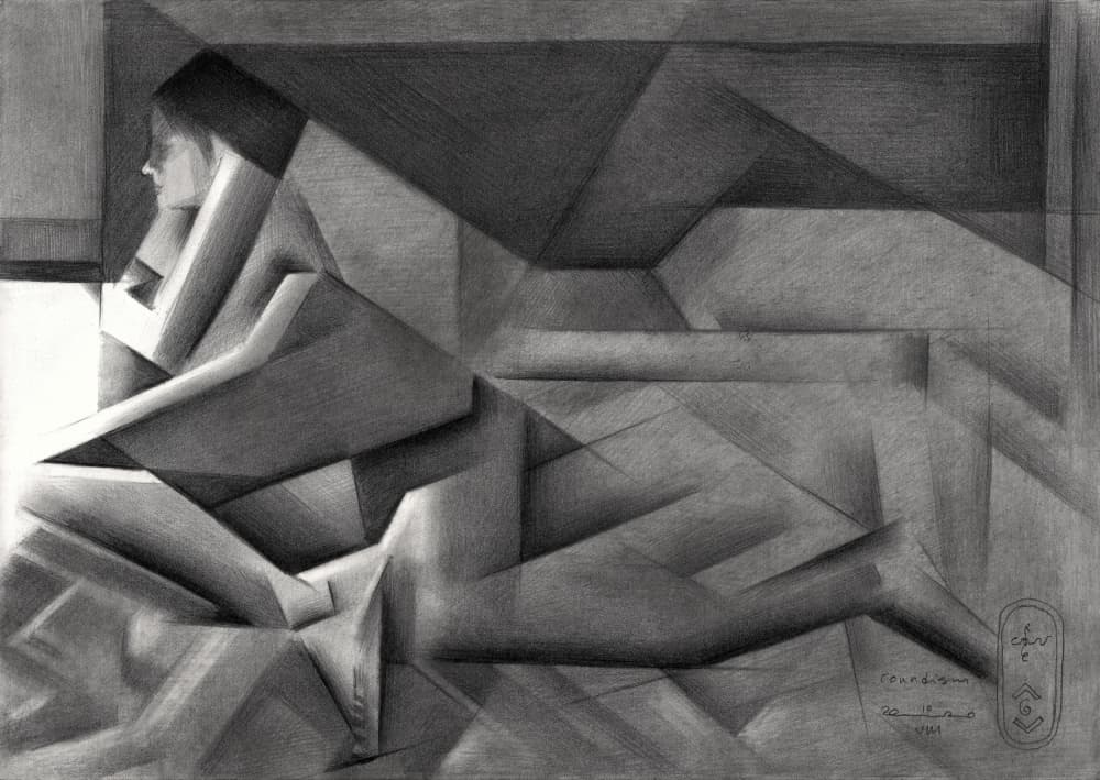Geometric Woman Contemplating by Corné Akkers — canvas wall art