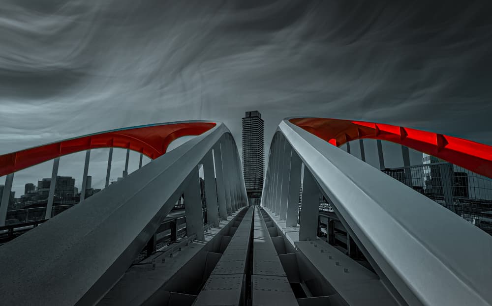 Modern Red Bridge View by Molly Fu APA — canvas wall art
