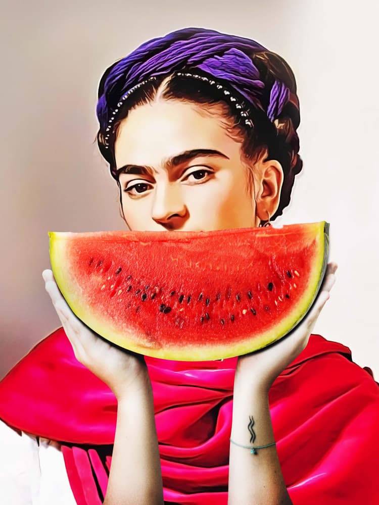 Watermelon Frida by Dikhotomy — canvas wall art