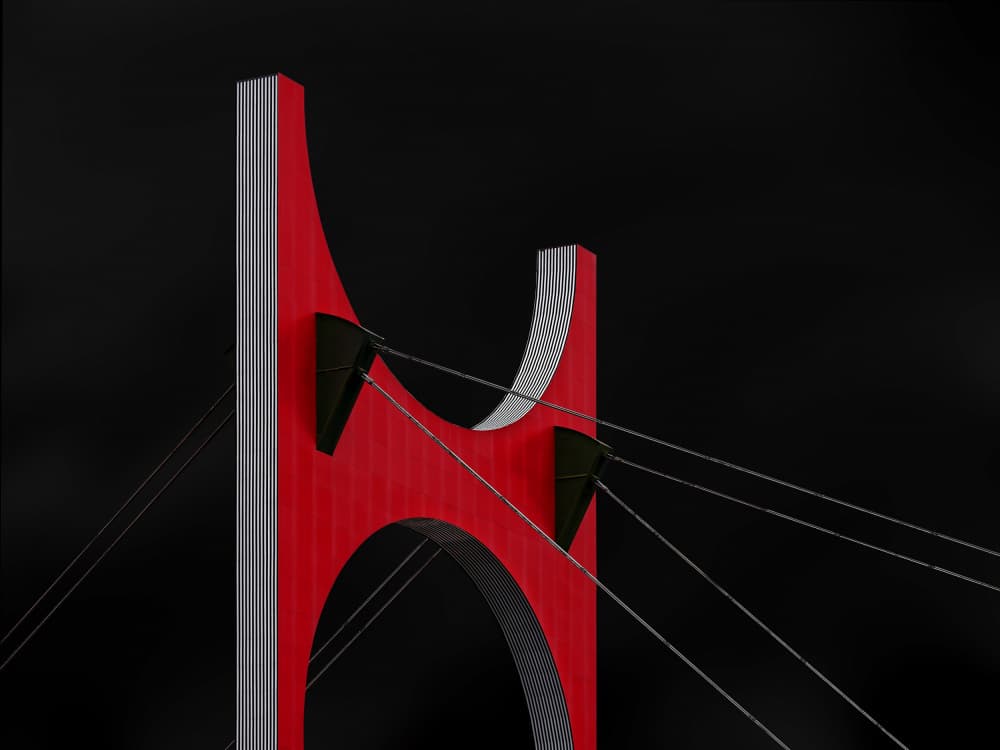 Modern Red Bridge by Karin Kilb — canvas wall art