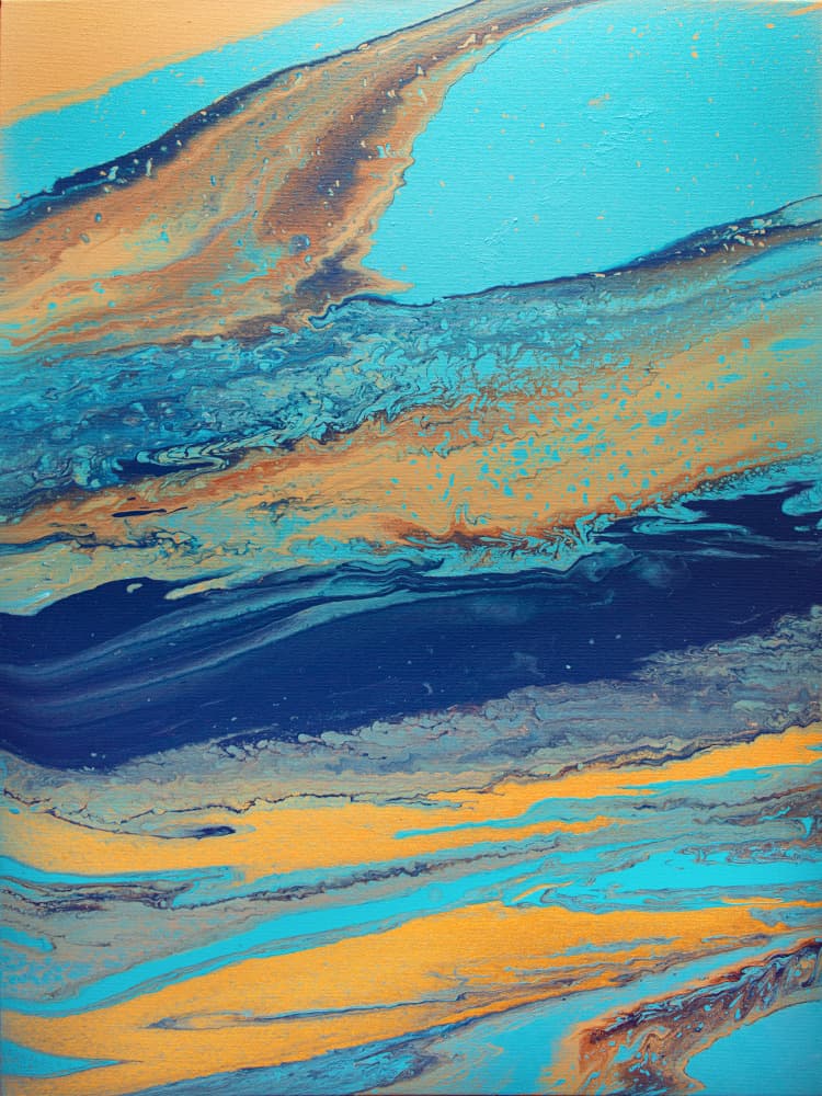 Fluid Gold and Blue by Alyson Storms — canvas wall art