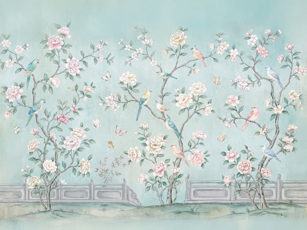 Chinoiserie Birds and Blossoms by Kathrin Pienaar — canvas wall art