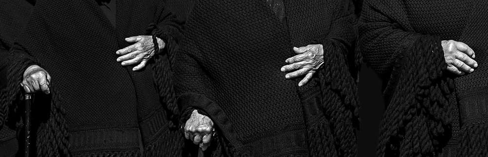Wrinkled Hands Black Shawl by Juan Antonio Palacios — canvas wall art