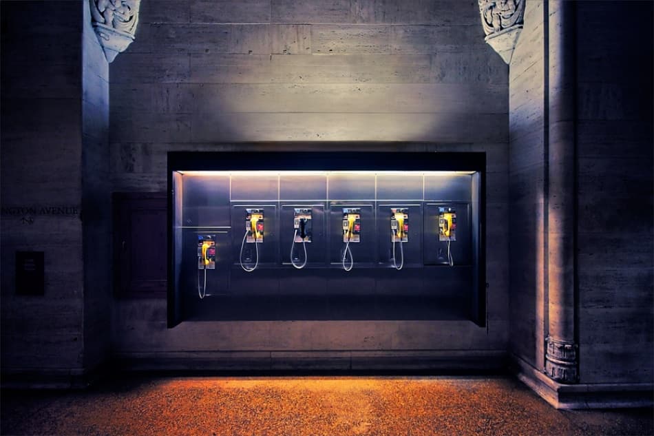 Vintage Payphone Row by Klaus Ratzer — canvas wall art