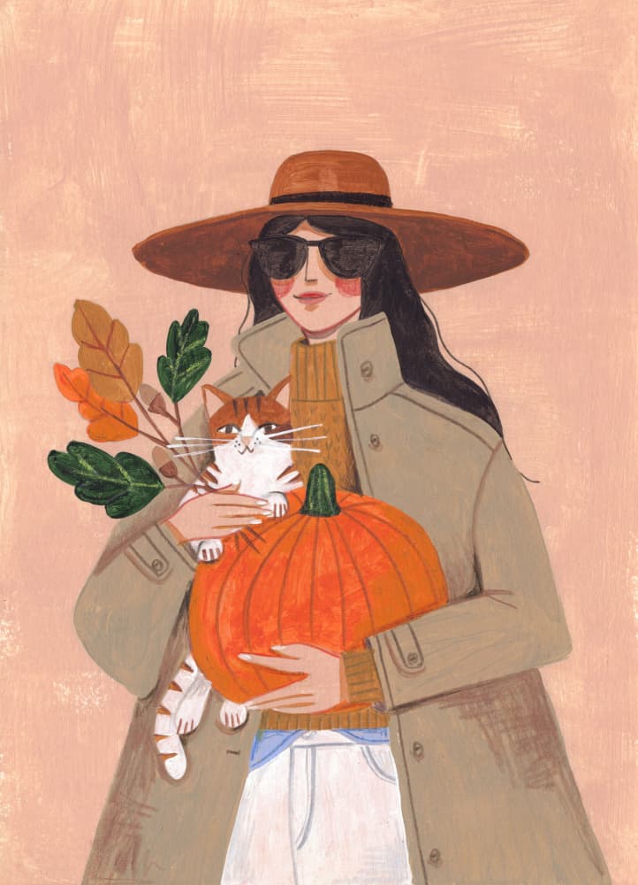 Woman in autumn in warm earth tones by Caroline Bonne Müller — canvas wall art