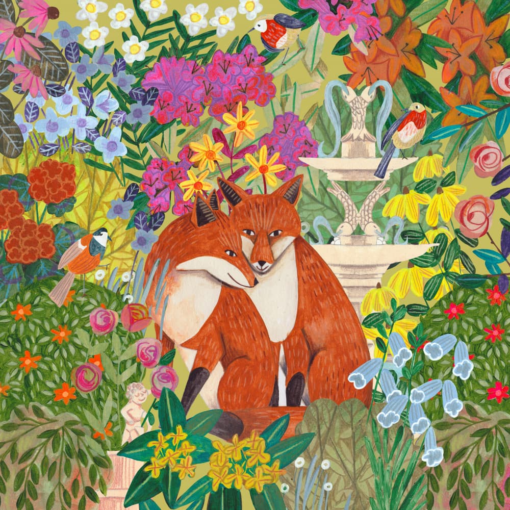 Foxes in the Garden by Caroline Bonne Müller — canvas wall art