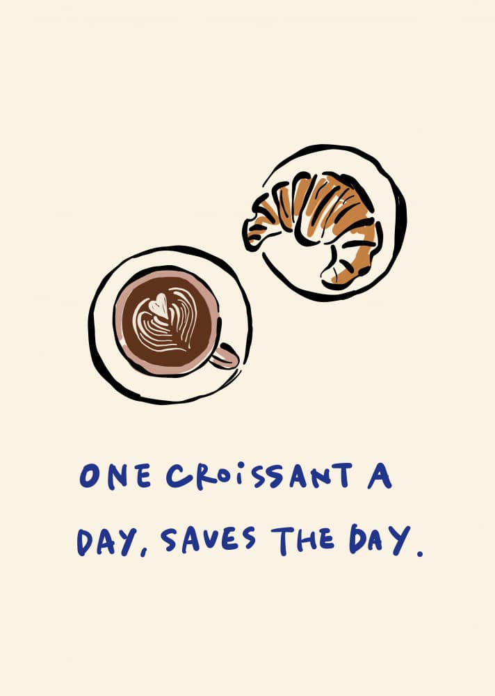 Cozy Croissant Coffee by Rio Soléy — canvas wall art