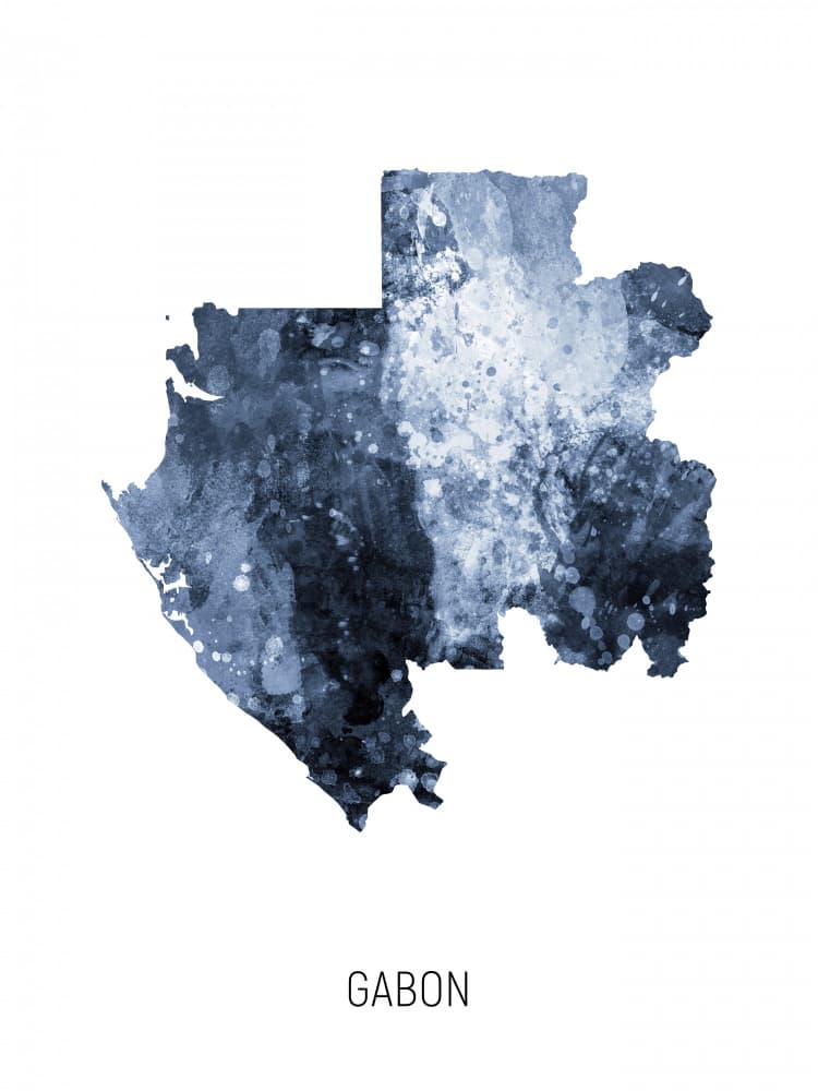 Gabon Watercolor Map by Michael Tompsett — canvas wall art