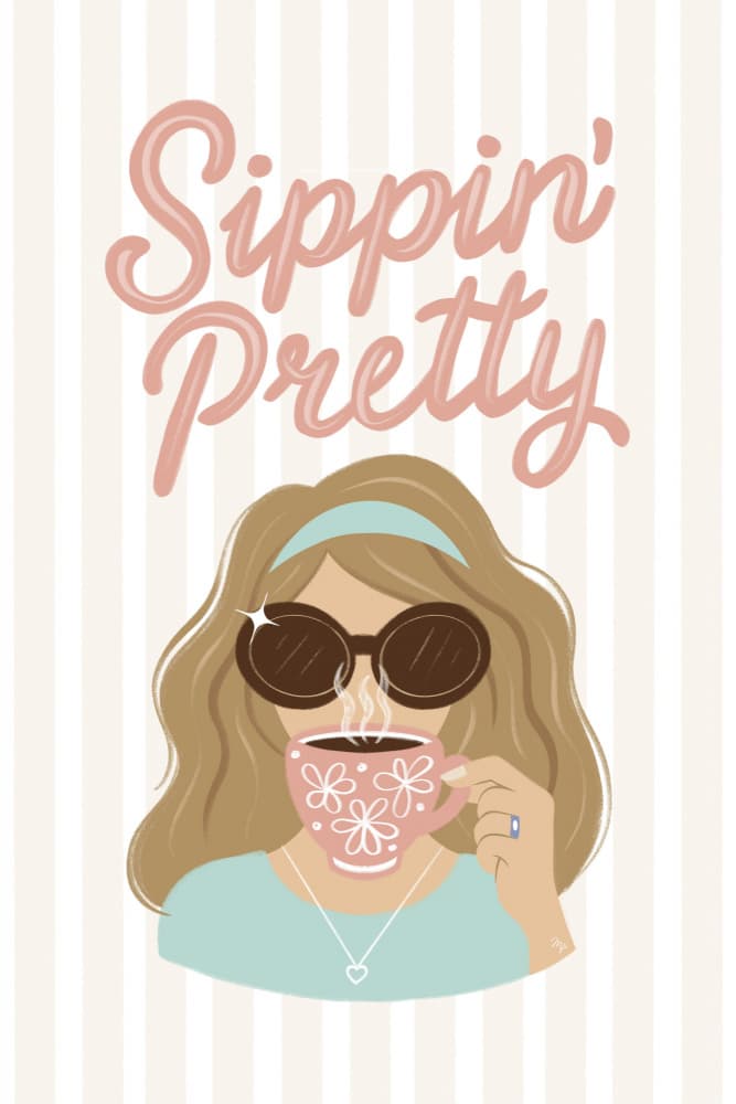 Sippin' Pretty Girl by Martina — canvas wall art