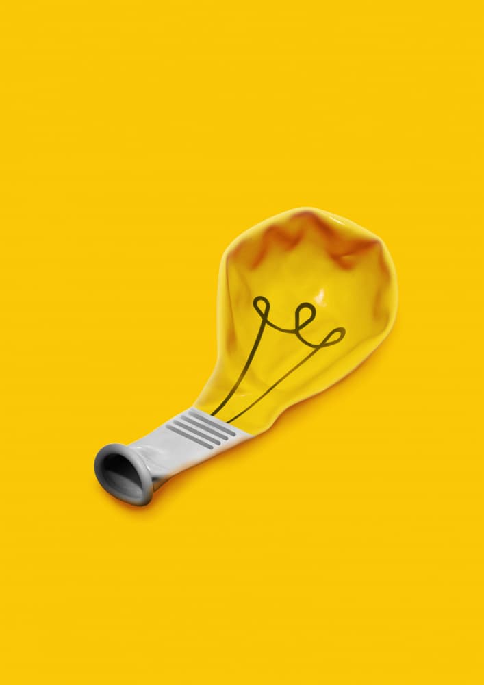 Deflated Idea Lightbulb by Artem Pozdniakov — canvas wall art