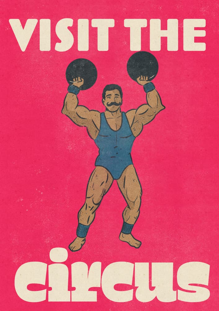 Retro Circus Strongman by Nicholas — canvas wall art