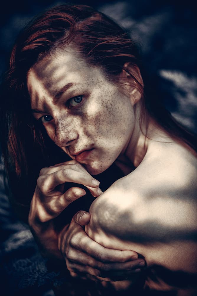 Pensive Freckled Woman by Ruslan Bolgov — canvas wall art