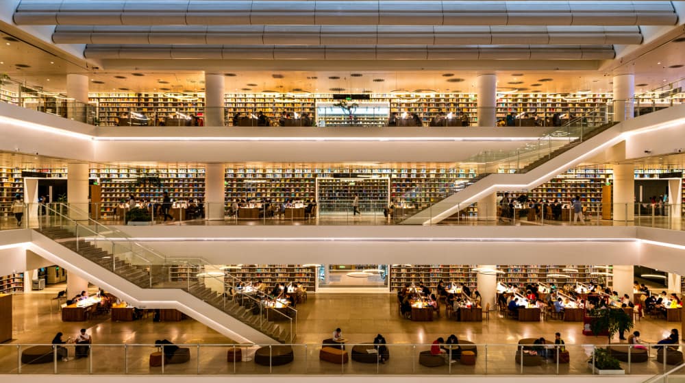 Multilevel Library Study by Charles Cho — canvas wall art