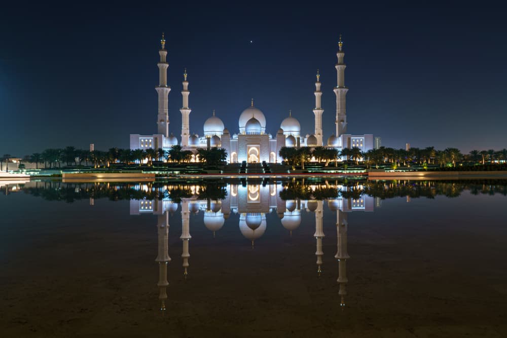 Grand Mosque Night Reflection by JUNKO TORIKAI — canvas wall art