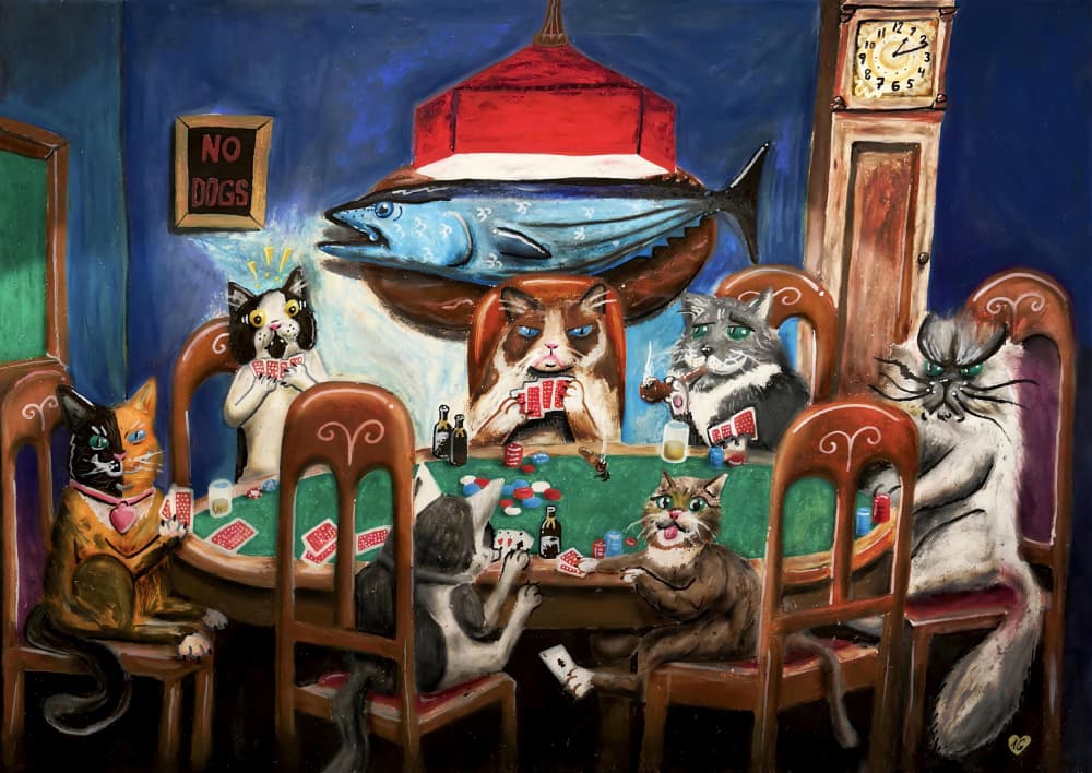 Cats Poker Game by Guldhart — canvas wall art