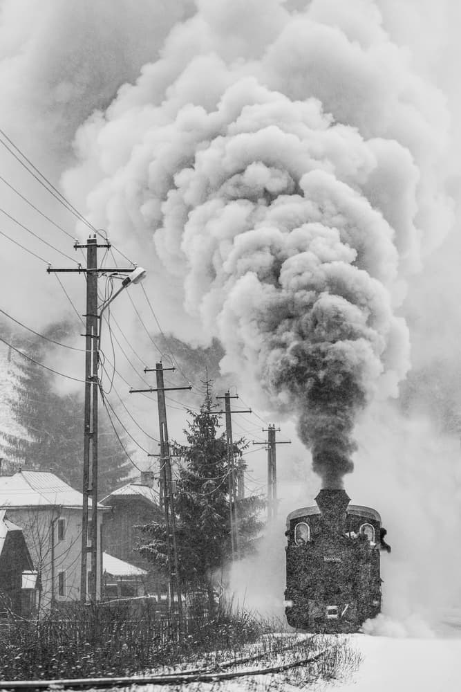 Smoky Winter Train by Sveduneac Dorin Lucian — canvas wall art