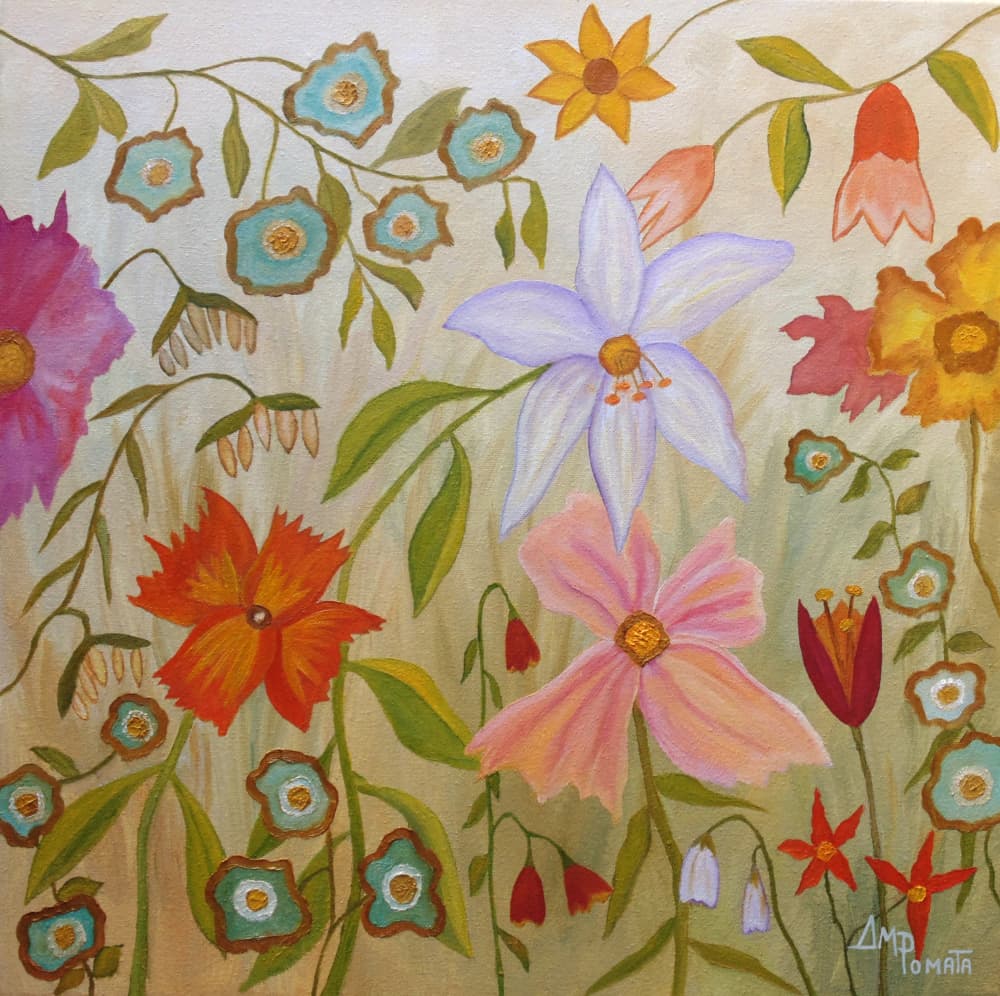 Vibrant Garden Blooms by Angeles M. Pomata — canvas wall art
