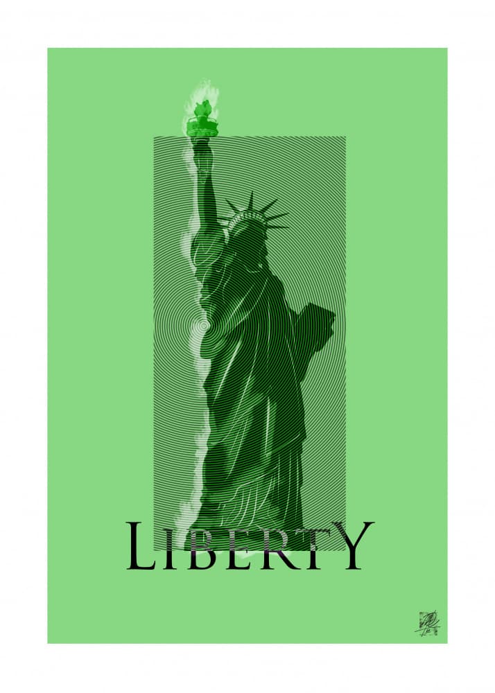 Liberty's Green Glow by Osvaldo Russo — canvas wall art