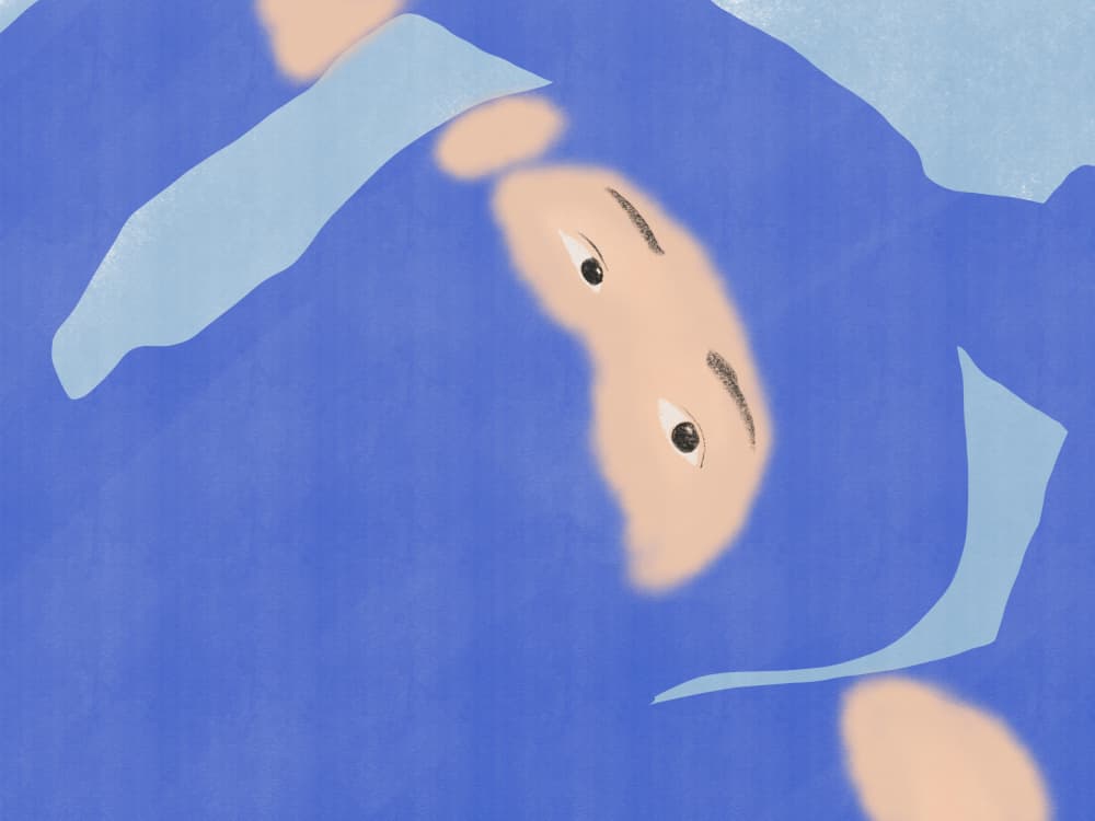 Serene Blue Portrait by Little Dean — canvas wall art