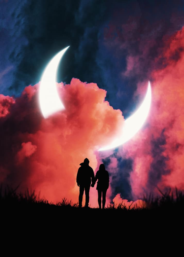 Vivid Celestial Romance by Ariz Rab — canvas wall art