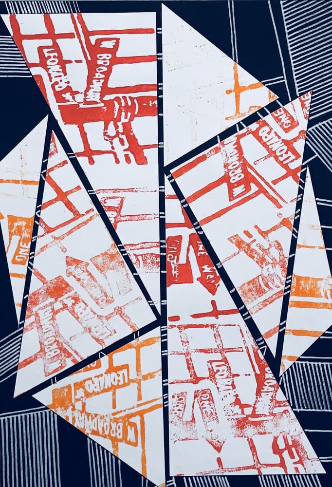 Broadway City Map Grid by kellymariesmith — canvas wall art