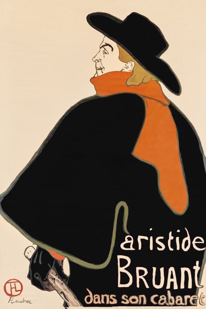 Aristide Bruant In His Cabaret (1893) by TOULOUSE LAUTREC — canvas wall art