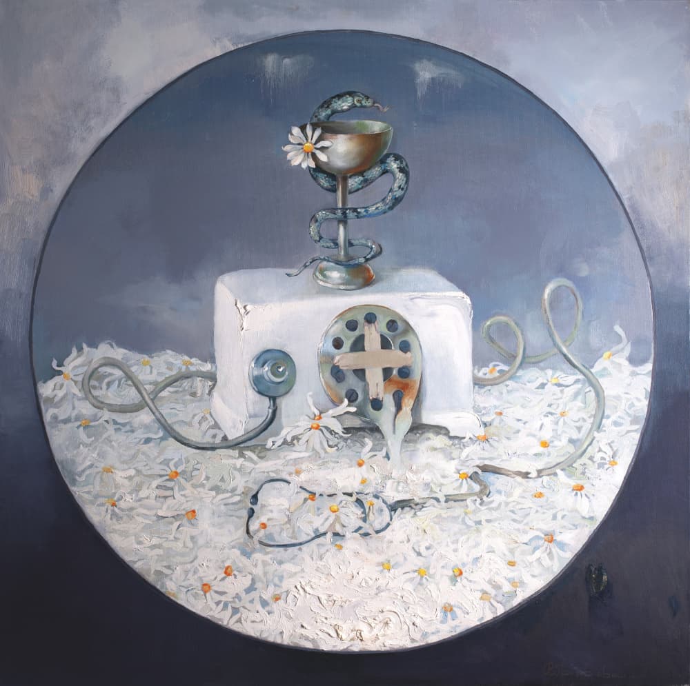 Daisies Medical Symbols by Anastasiia Grygorieva — canvas wall art