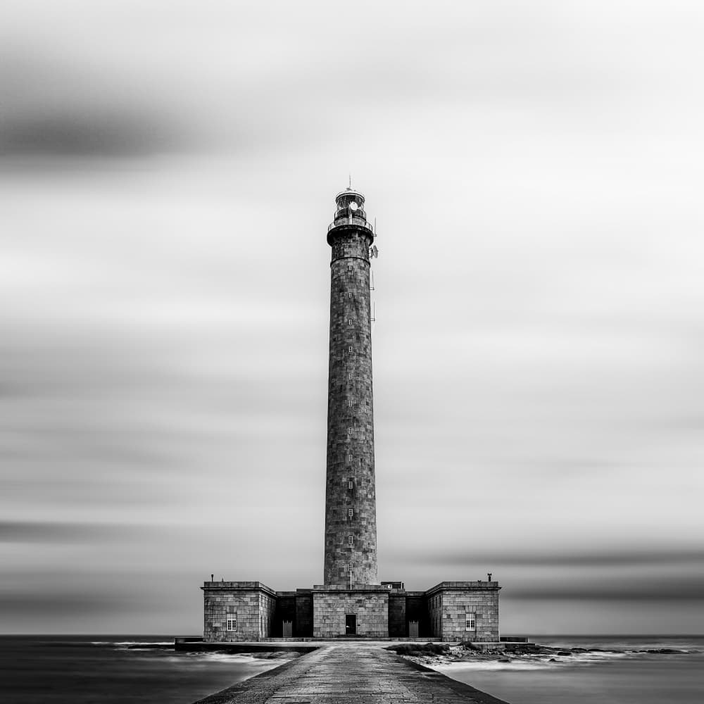 Monochrome Coastal Beacon by Christiane Heggemann — canvas wall art