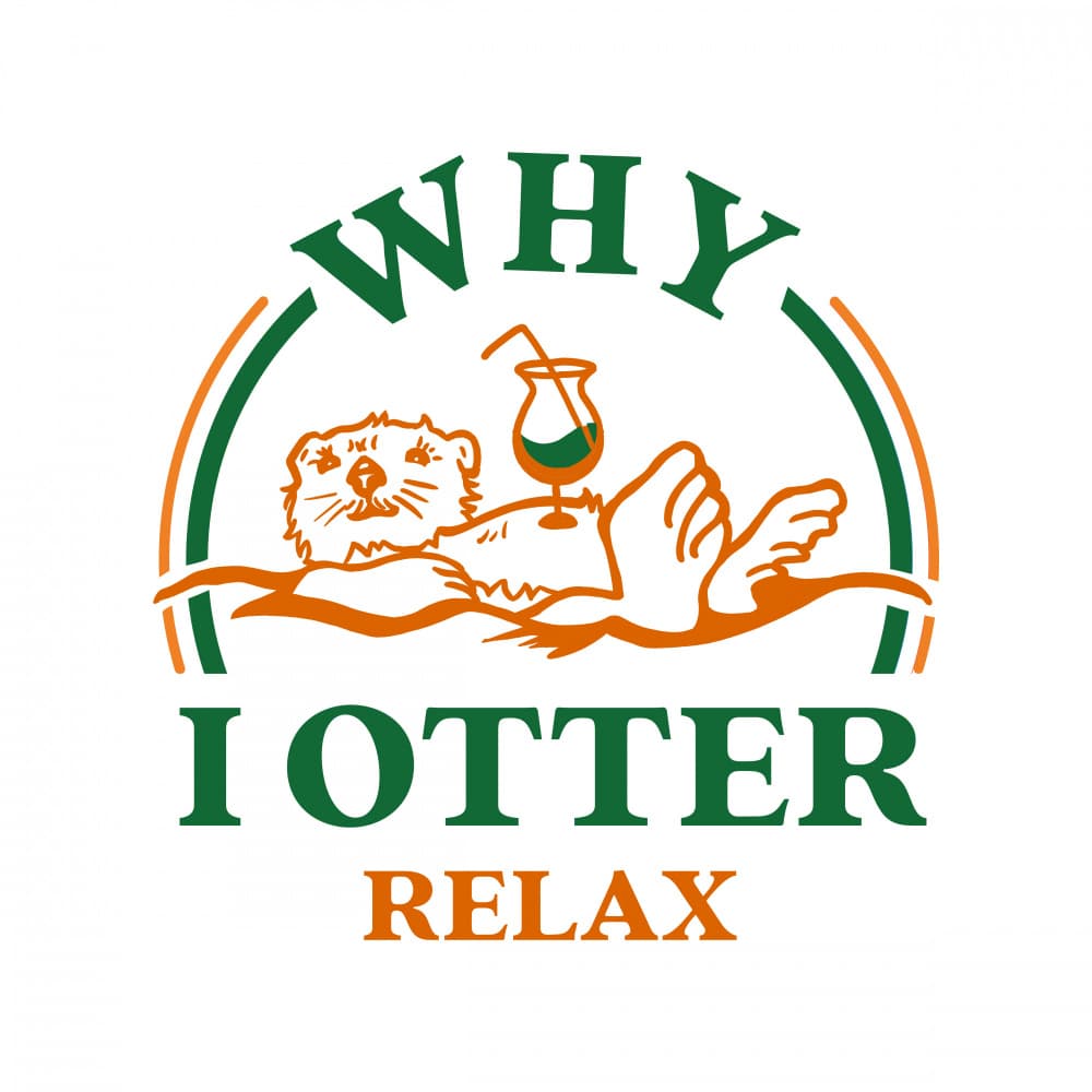 Otter Drinking A Cocktail Art: Why I Otter Relax by The Whiskey Ginger — canvas wall art