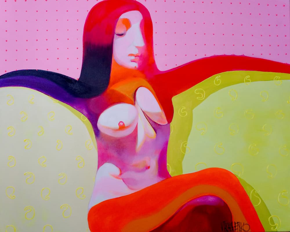 Colorful Reclining Nude by Victor Tkachenko — canvas wall art