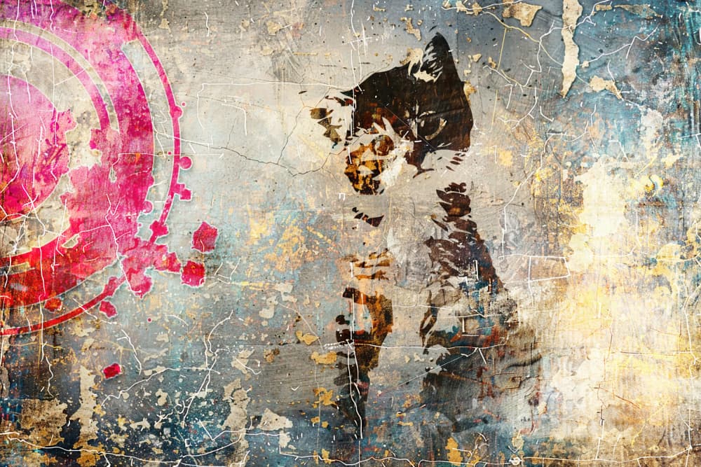 Graffiti Cat Pink Target by Rafal Kulik — canvas wall art