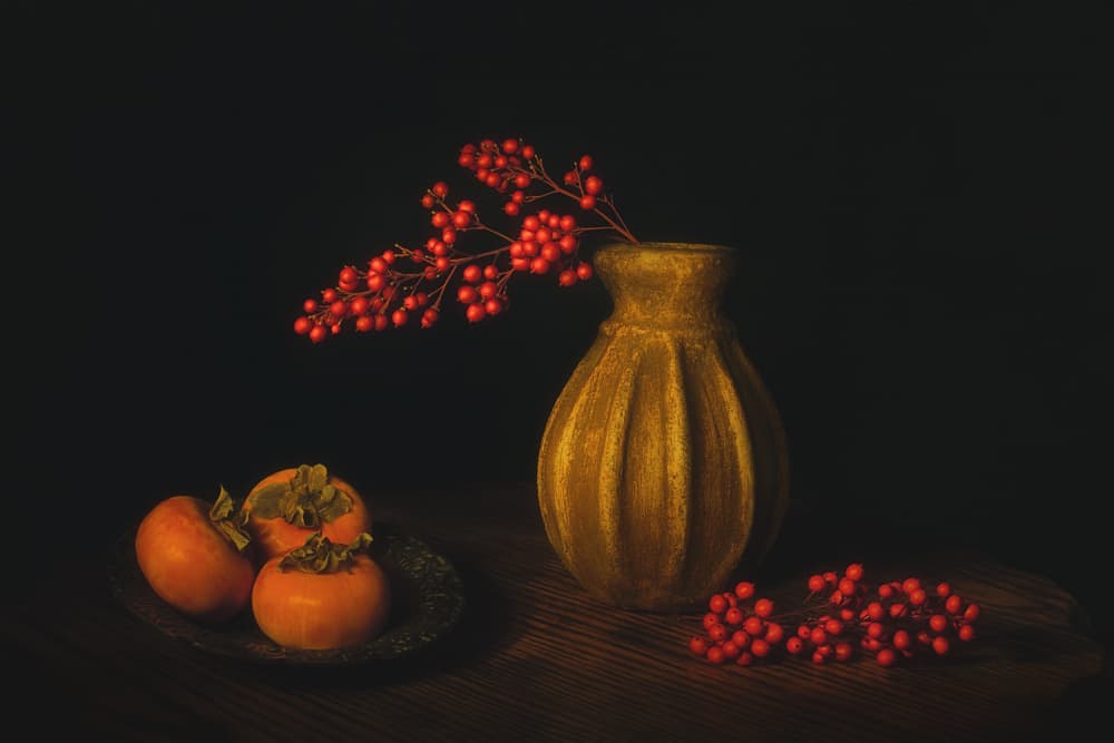 Autumn Persimmon Still Life by Lydia Jacobs — canvas wall art