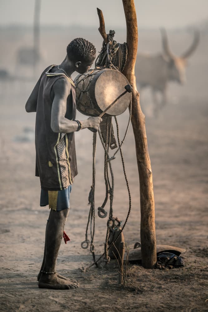 African Boy Playing Drum by Trevor Cole — canvas wall art